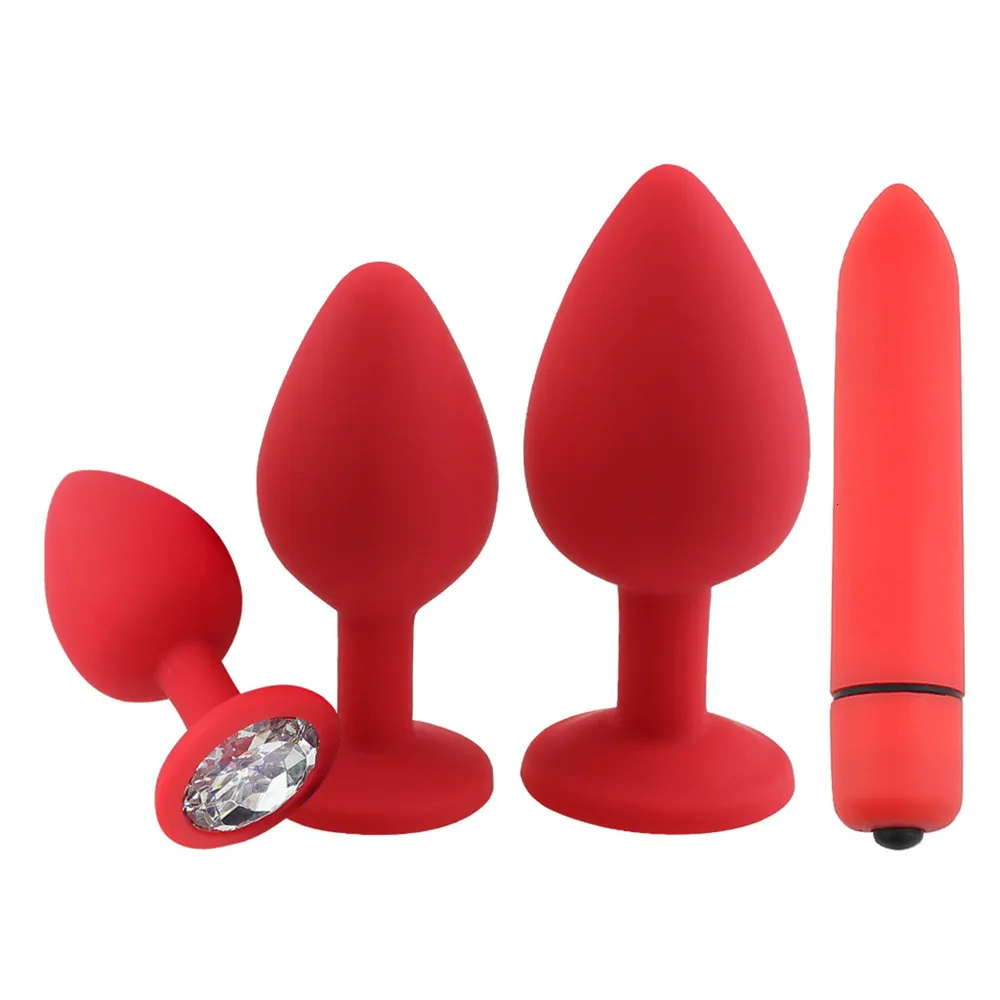 Vibrators 4pcs Anal Plugs Set Sex Toys For Women Tail Butt Plug Silicone Prostate Massage Vibrator Toy Adult G_voghion.com