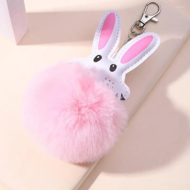 Keychains Creative Hairball Keychain Accessory Long Ear Plush Bag Pendant Car Hangings