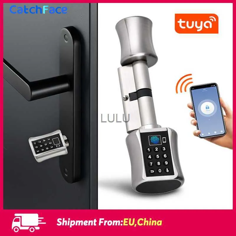 Serrature per porte Tuya APP Impronta digitale Serratura a cilindro Bluetooth Serratura biometrica elettronica intelligente per porta Tastiera digitale Codice Serratura senza chiave Casa/Appartamento HKD230902