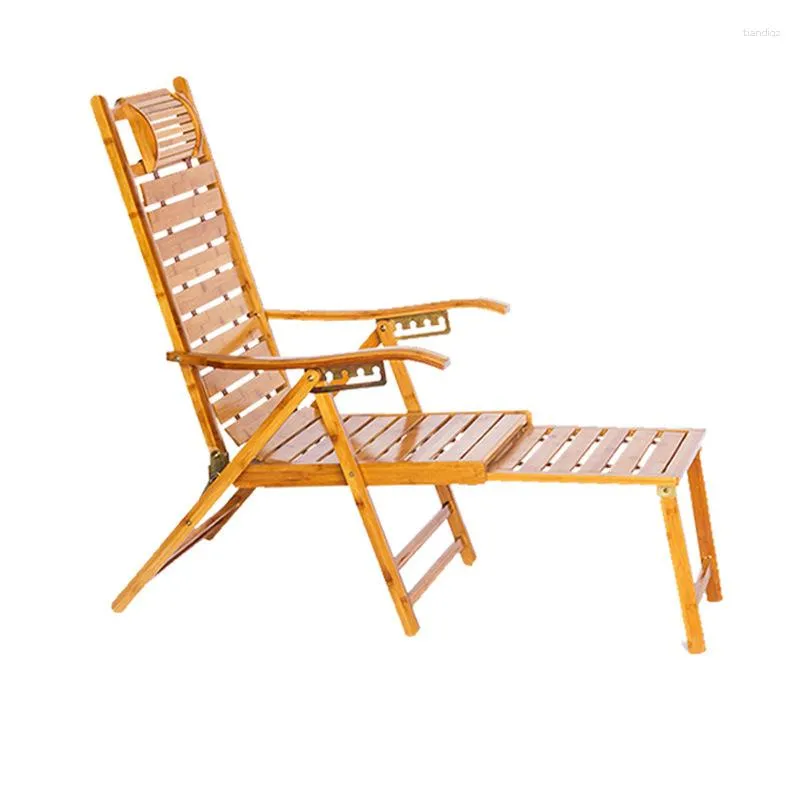 Camp Furniture Chaise à bascule inclinable Montage gratuit Pliable Pied confortable Le rangement des matériaux en bambou et rotin ne prend pas de place