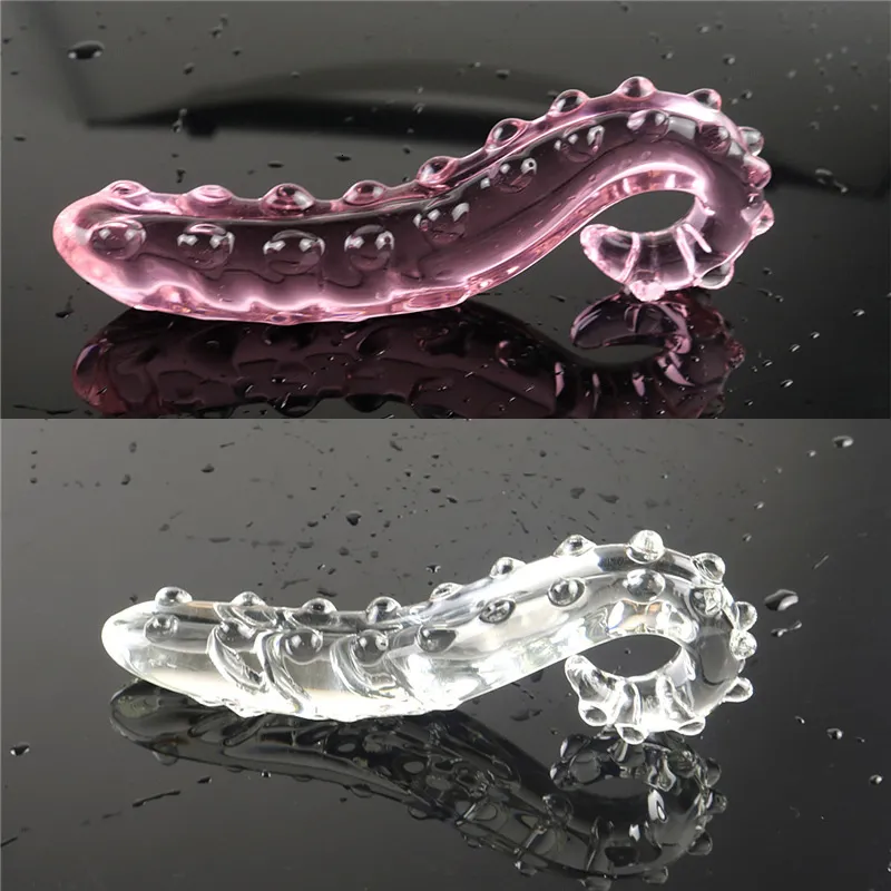 Vibrators Hippocampus Shape Pink Transparent Glass Dildo Penis Cock Anal Plug Adult Sex Toys Female Masturbation Butt 230901