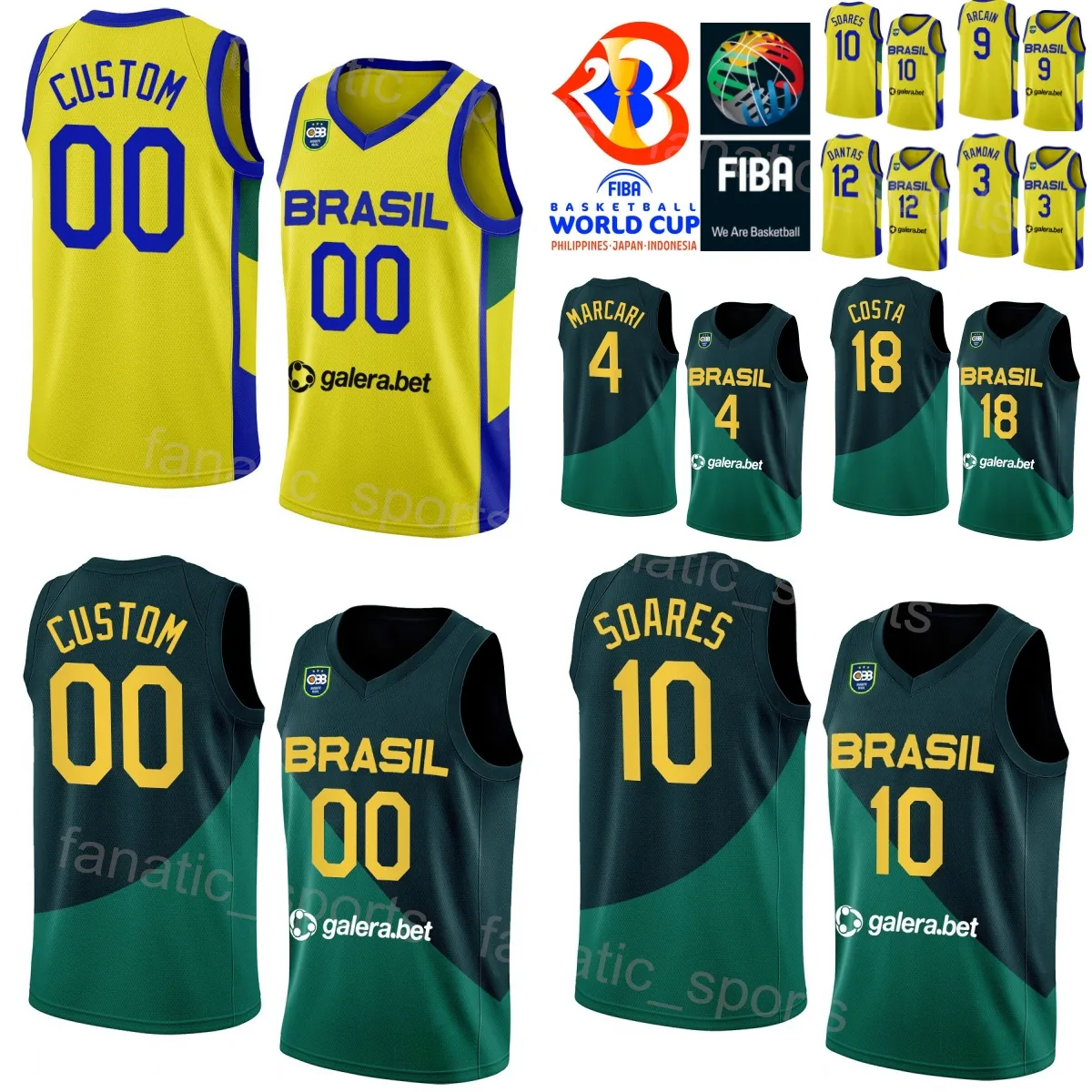 Drukuj Brazylia Puchar Świata Basketball 50 Bruno Caboclo Jerseys National Drużyna 10 Tim Soares 99 Lucas Dias 2 Yago Santos 14 Leonardo Meindl 32 Georginho de Paula koszula