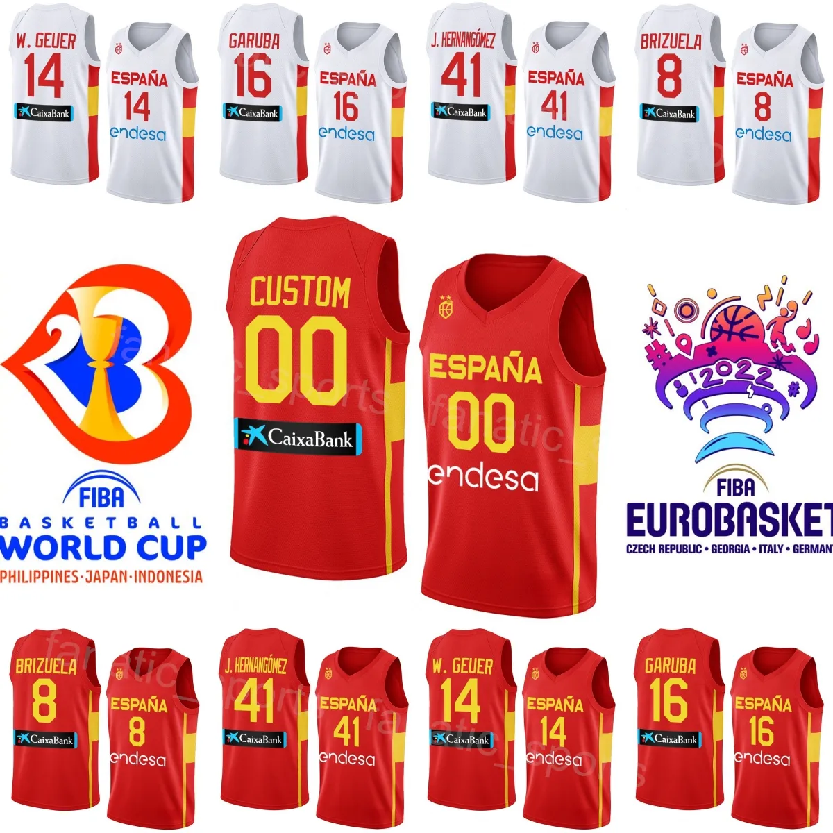 Imprimir Basquete Espanha 2023 Copa do Mundo 41 Juancho Hernangomez Jerseys Seleção Nacional 24 JUAN NUNEZ 12 SANTIAGO ALDAMA 23 SERGIO LLULL 10 VICTOR CLAVER 14 Willy Geuer