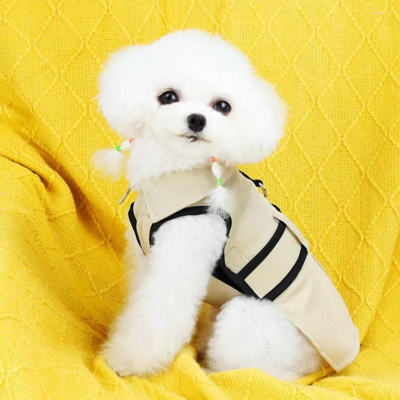 Hundkläder husdjur kläder polyester vänd ner krage ärmlös tvåben