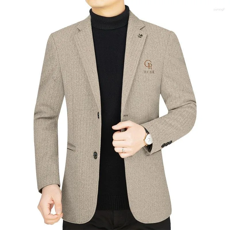 Ternos masculinos primavera e outono 2023 terno de meia-idade casaco do pai fino negócio casual vestido único masculino casacos designer luxo