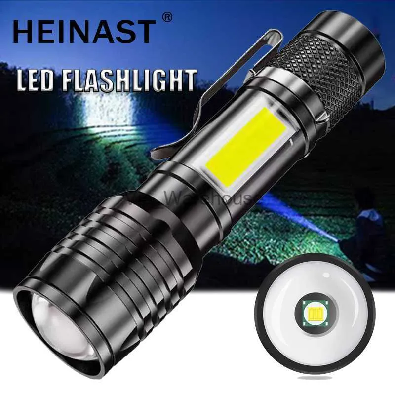 Torches Mini Rechargeable LED Flashlight Small Portable Long Range Torch Pen Clip Strong Light Outdoor Household Camping Hunting Lantern HKD230902