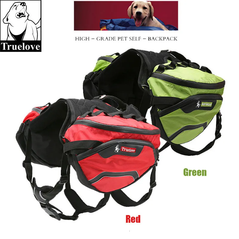 Hundkläder Truelove PET Ryggsäck Harness och påsar Space Waterproof Langartable STORA Två som används för utomhusvandring Handingtlb2051 230901