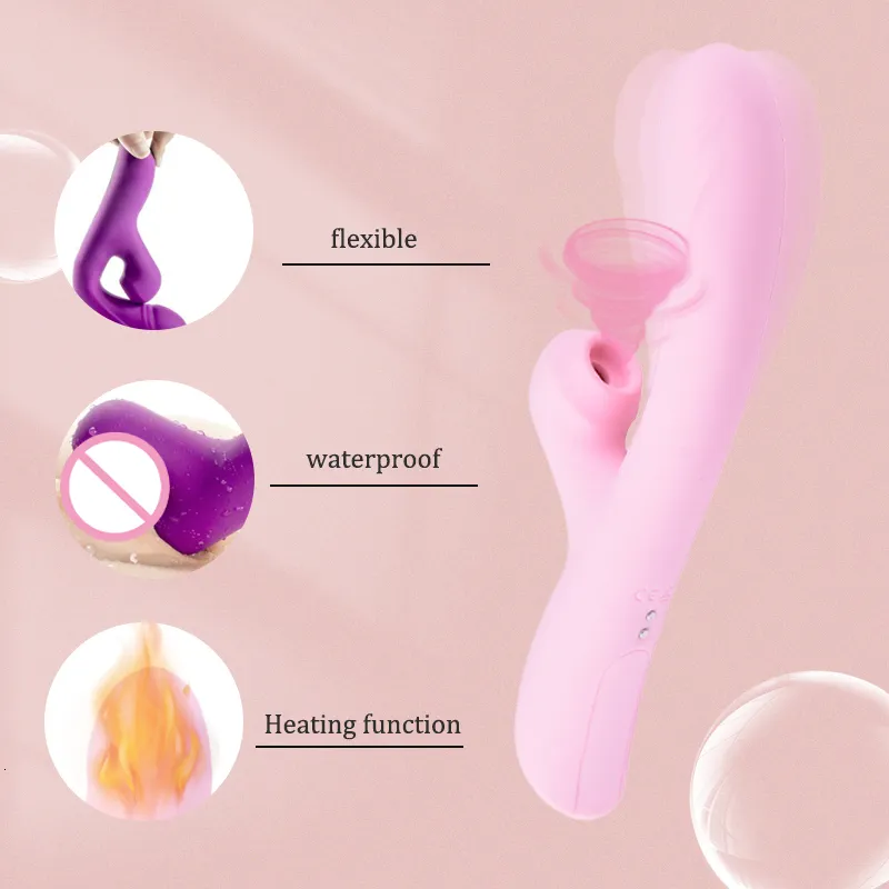 Vibratori Potente vibratore del dildo per le donne Stimolatore del clitoride Ventosa del clitoride Vuoto Leccata orale Dito gling S_voghion.com