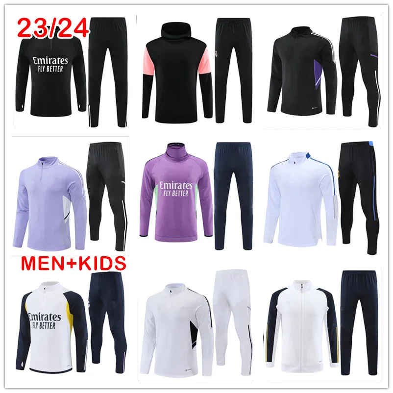 2023 Nouveaux ensembles de survêtements de football Ensembles de survêtement Real Madrid 22 23 24 Hommes Kit de football Chandal Futbol Survetement Madrid Training Suit Veste de football de qualité supérieure