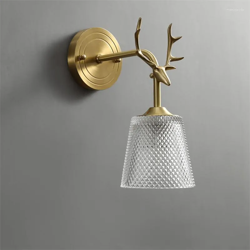 Wall Lamp Nordic Glass Lights For Home Decor Antlers Bedroom Lamps Modern Led Beds Living Room Background Sconce Light Fixture