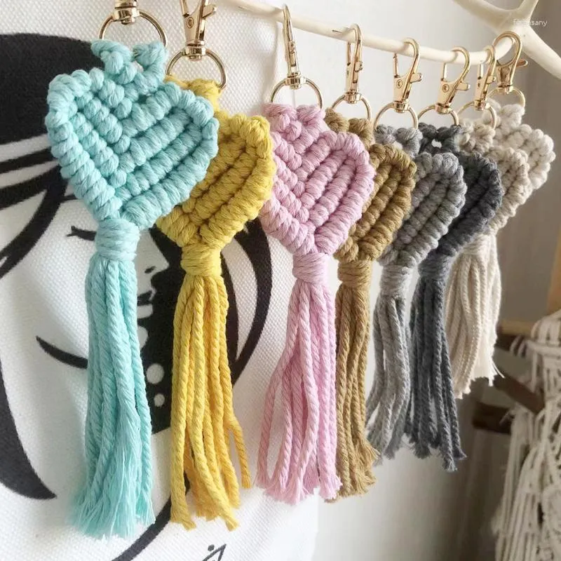 Keychains Macrame Hobo Keychain Handmade Heart-shaped Bag Pendant Car Key Mother's Day Gift Wedding Accessories