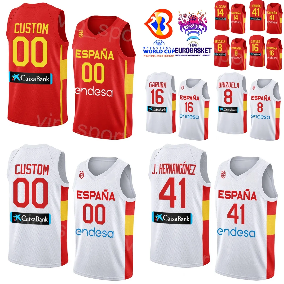 Imprimer Maillot de basket-ball Espana Espagne Coupe du monde 2023 16 USMAN GARUBA 4 ALBERTO DIAZ 8 Dario Brizuela 21 Alex Abrines 9 Ricky Rubio 13 Marc Gasol 4 Pau Gasol Équipe nationale