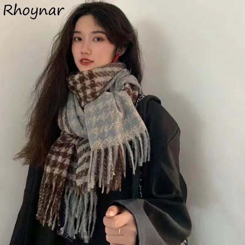 Scarves Scarves Women Ulzzang All-match Plaid Tender Elegant Winter Cozy Outdoors Couple Casual Fashion Y2k Vintage Young Warm Simple 230901