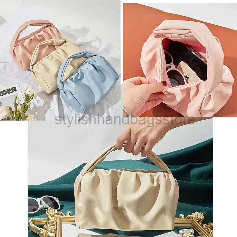 Totes Texturé Couleur Unie Sac De Maquillage Sac Nuage Sac À Main Femme Tendance Mode Sac À Main Organisateur De Voyagestylishhandbagsstore