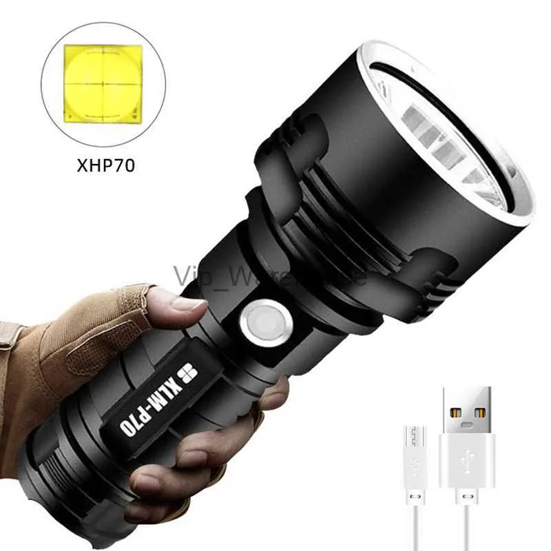 Zaklampen P70 Sterk licht Oplaadbare zaklamp Ultraheldere zaklamp met groot bereik Buiten Huishouden Camping USB Krachtige led-zaklamp HKD230902