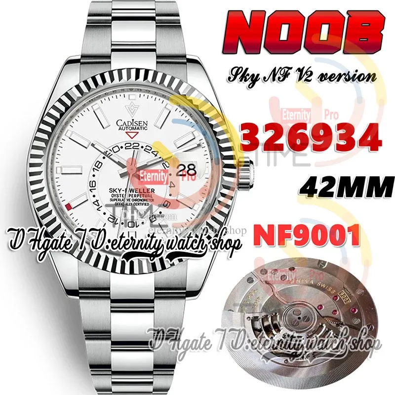 N V2 42 mm Sky CF326934 A9001 Kalendarz komplikacji Automatyczna męska zegarek Zegarek Fled Bezel White Dial Stark 904L Stalowa bransoletka Super Edition Eternity Watches