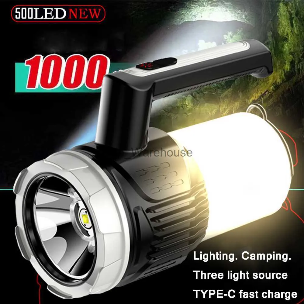 Факелы портативный перезаряжаемый фонарик ручной лампа Homeving Work Light Light Usb Torch Tent Light Водонепроницаемый кемпинг фонарь HKD230902