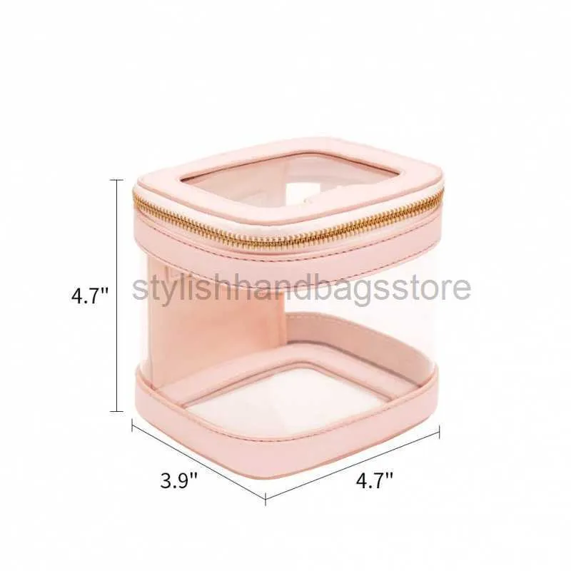 Totes Rownyeon Portable Pink Transparent Pvc Square Travel Makeup Bag Makeup Bagstylishhandbagsstore