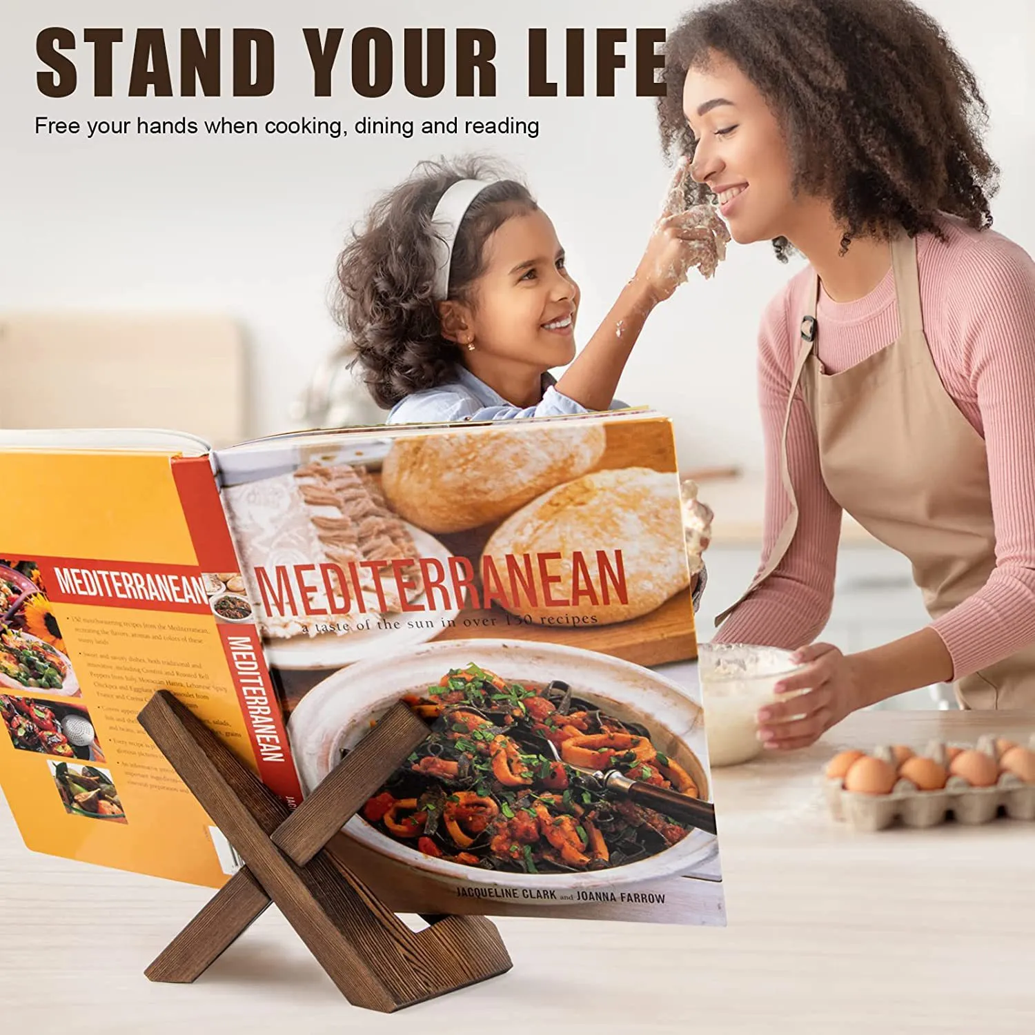 DHgate.com:Wooden Cookbook Stand for Kitchen, Rustic Recipe Book Holder ...