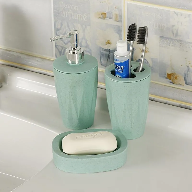 Ensemble d'accessoires de bain 3 pièces/ensemble, ensemble d'accessoires de salle de bain, distributeur de savon en paille de blé, porte-brosse à dents, costume de salle de bain