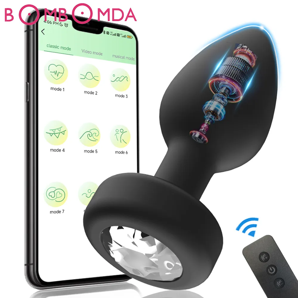 Giocattoli anali Vibranti Butt Plug APP Controllo Vibratori Sesso per donne Uomini Silicone Massaggiatore erotico Stimolatore Dildo Adulti 230901