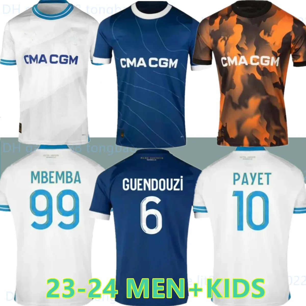 Gracz fanów 23 24 Koszulki piłkarskie VITINHA MAILLOT de Foot 2023 Aubameyang Man Kids Football Shirt Hommes ndiaye Marseilles Kondogbia Renan Lodi Sarr