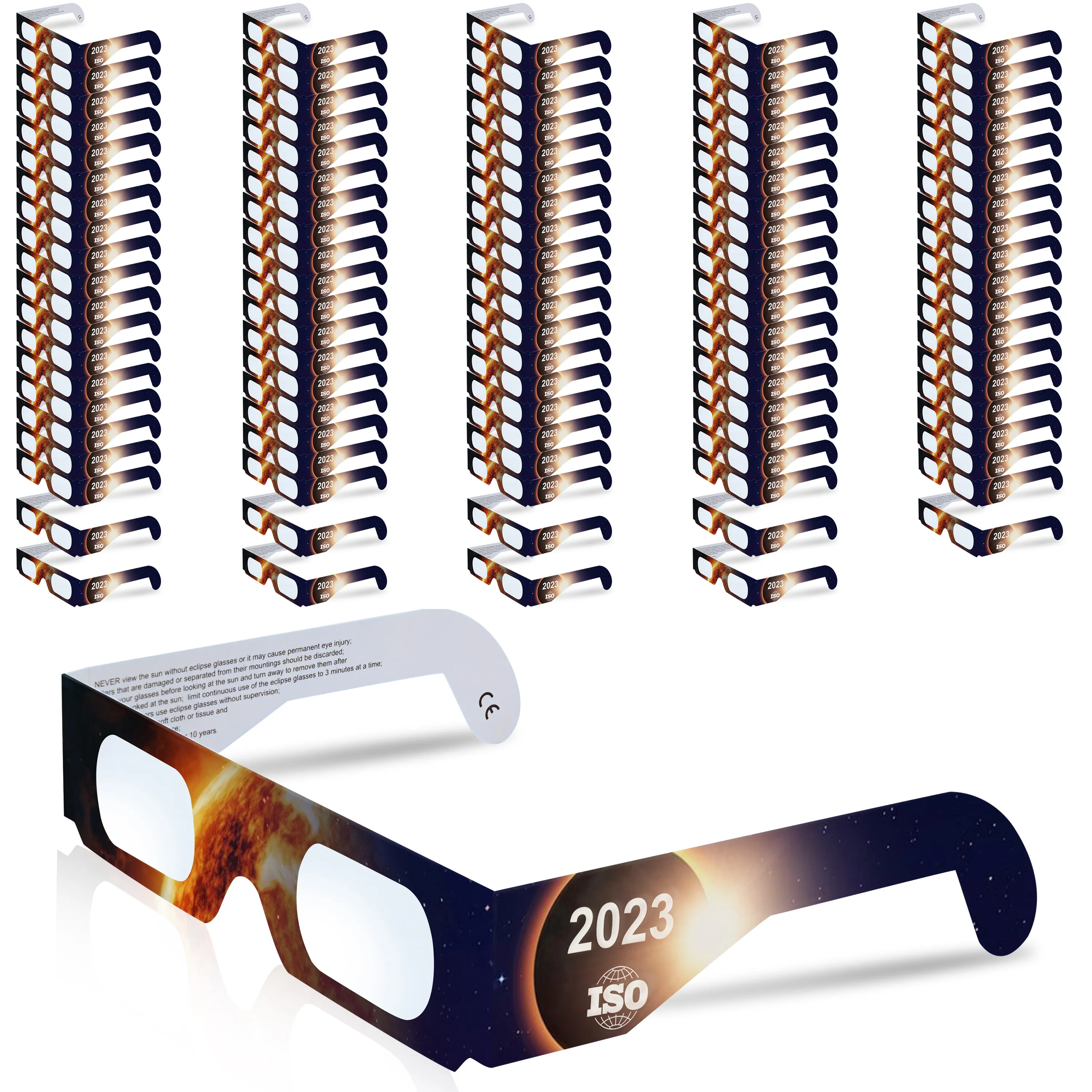 100 stuks zonsverduisteringsbril van NASA goedgekeurde fabriek CE en ISO gecertificeerd voor optische kwaliteit die veilig kijken naar de zon biedt tijdens zonsverduistering