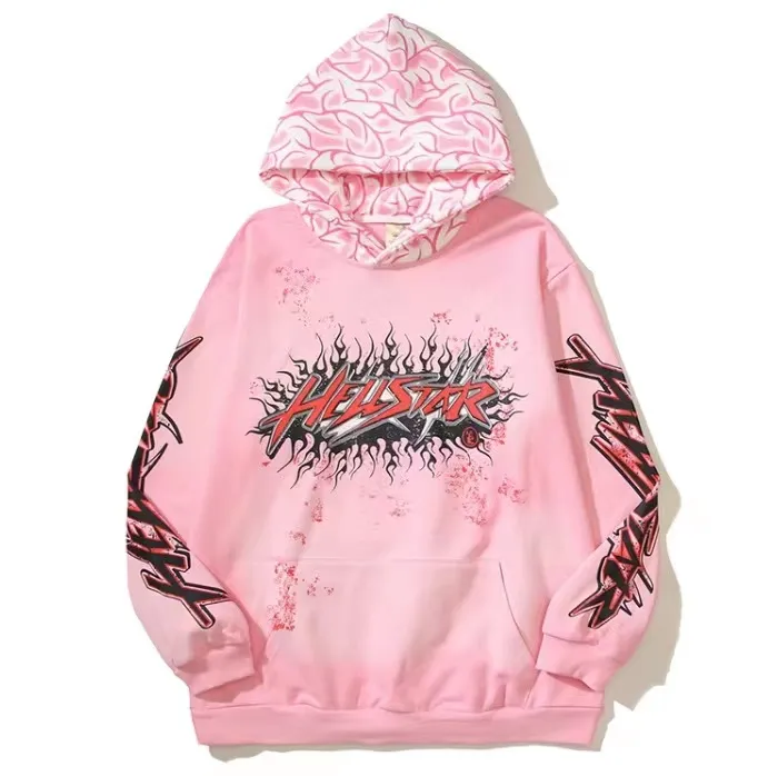 Hoodie Men's Plus Size Hoodies Hoodie Pink New Skull Graffiti Print Letter Loose Sweatshirt High Street Hip Hop Women's Couple