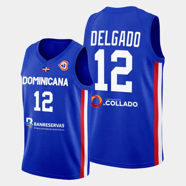 2023 FIBA Dominican Republic World Cup Basketball Jersey L.J. Figueroa 12 Angel Delgado 24 Lester Quinones 25 Eloy Vargas 11 Rigoberto