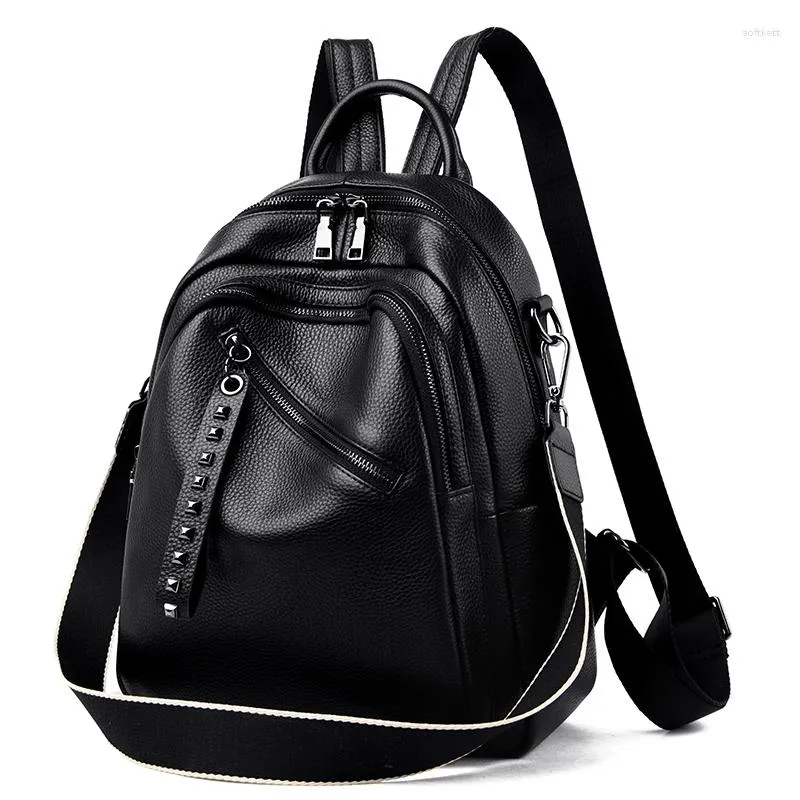School Bags Luxury Women Genuine Leather Backpack Casual Ladies Shoulder Bag Fashion Large Capacity Travel Female Quality Cowhide Knapsack From 40 84 DHgate