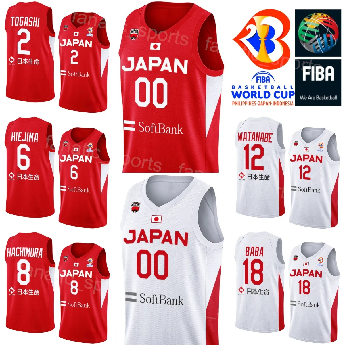 Wydrukowane Puchar Świata 2023 Koszykówka Japonia 8 Rui Hachimura koszulki 24 Joshua Hawkinson 12 Yuta Watanabe 18 Yudai Baba 16 Ren Kanechika 19 Yudai Nishida 5 Yuki Kawamura