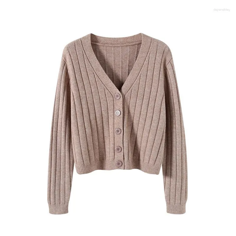 Pull tricoté à manches longues et col en v pour femme, manteau à boutons, mode hiver, ample, veste Cardigan fine, 28566