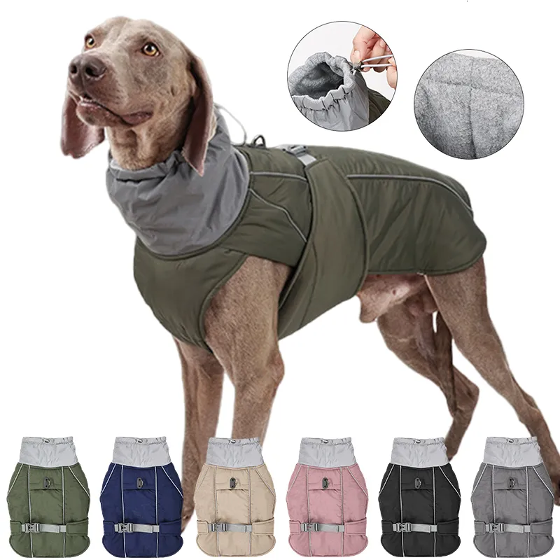 Cão vestuário inverno grande macacão impermeável jaqueta para cães médios grandes engrossar roupas quentes francês bulldog labrador traje 230901