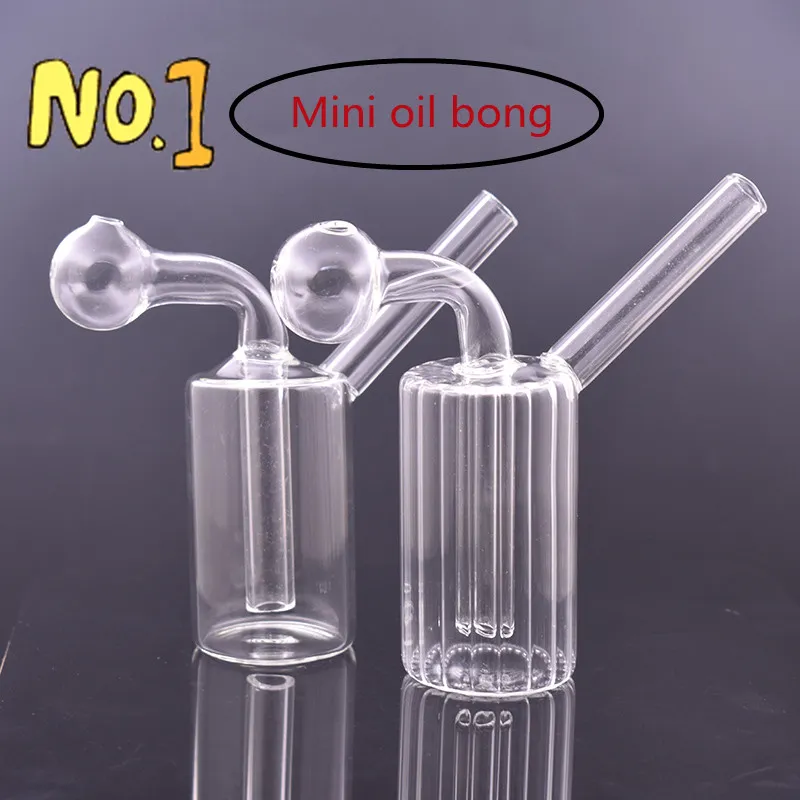 Mini vidro queimador de óleo bong cachimbo de água tubos de água com pirex grosso transparente inebriante reciclador Dab Rig mão bongs para fumar
