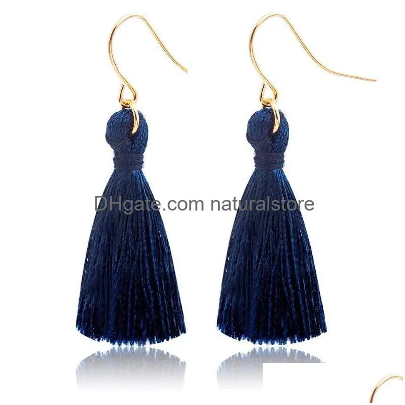 Dangle Chandelier Simple Design Tassel Hook Earrings For Women Fringe Ear Drop Red Black Blue 3 Colors Girls Delivery Jewelry Dhvso