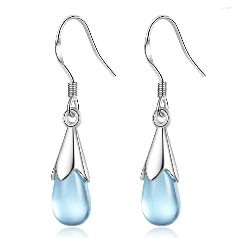 Dangle Earrings Trendy Blue Water Drop Tassel For Women Quality Jewelry Ear Chain Boucle D'oreille Oorbellen Earring
