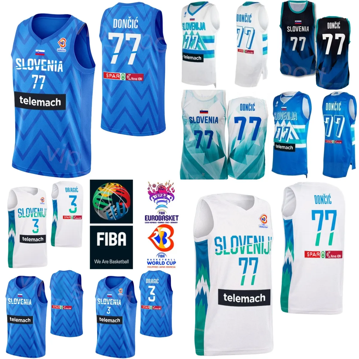 Basketbol Slovenya 11 Jaka Blazic Forma 4 Ziga Samar 3 Goran Draic 27 Ziga Dimec 55 Jakob Cebasek 15 Gregor Hrovat 10 Mike Tobey 2023 Dünya Kupası Milli Takımı