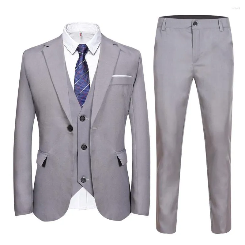 Ternos masculinos (jaqueta calças colete) terno formal de negócios fino ajuste três peças conjunto outono/inverno vestido de casamento blazer roupas