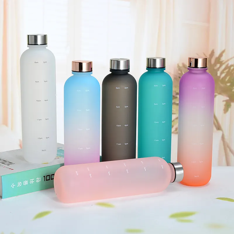 Tumblers 1L Water Bottles For Girls Frosted Motivational Bottle With Time Marker Leakproof Outdoor Fitness Sport Drinking 230901