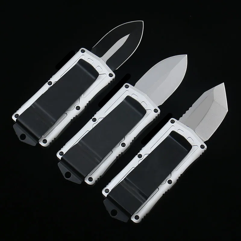 DQF Version MT Silver White Mini EOT Tactical Knives Stone Washed D2 Steel CNC T6-6061 Aviation Aluminum alloy handle Outdoor Camping EDC Tool Pocket Knife