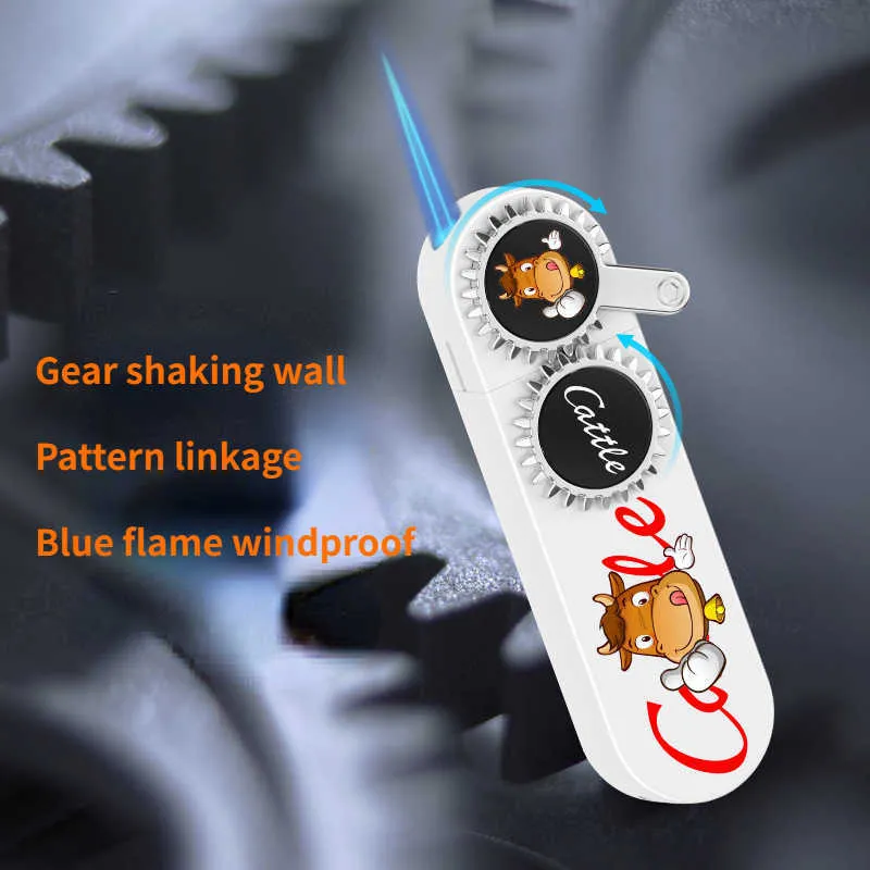 Kreatywny metalowy sprzęt Rocker Loger Blue Flame Windproof Butan Butan No Gas Cartoon Paling Akcesoria Gadget Holiday Gadget Loj5