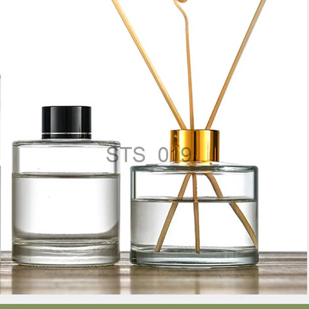 Incenso 100ml 200ml forma rotonda vuota Bottiglia con diffusore in vetro per fragranze Bottiglie per aromaterapia con cerchio in alumite e coperchi in plastica x0902