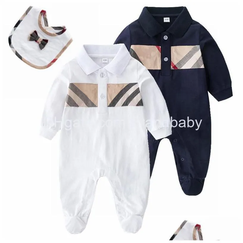 Rompers Born Baby Girls And Boy Romper Short Sleeve Cotton Jumpsuits Kids Clothing Brand Letter Print Infant Drop Delivery Maternity Dhcad