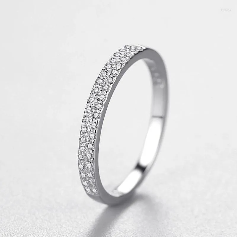 Cluster Anéis Cyj Europeu Simples CZ S925 Sterling Silver Stackable Band Ring para Mulheres Festa de Aniversário Casamento Menina Jóias