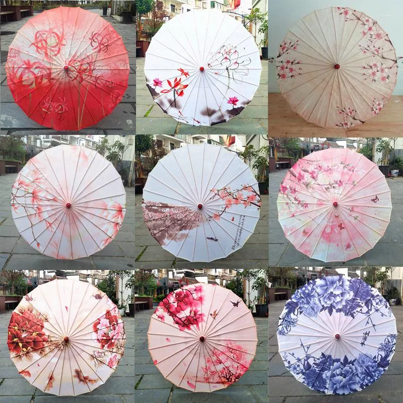 Umbrellas 82CM Cloth Chinese Style Oil-Paper Umbrella Hanfu Female Rainproof Dance Home Decor Classical Sombrilla Decorative