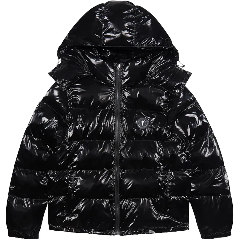 Giacca verso il basso trapstar parka londra da uomo ricamo inverno hip hop luccicante nero caldo outwear uq96