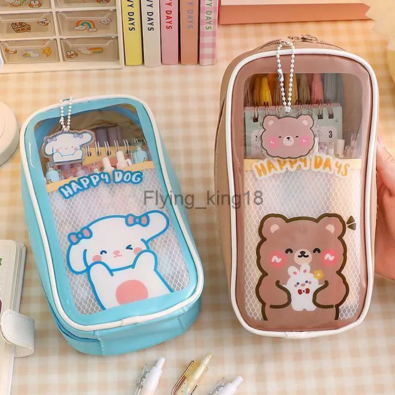 Cute Pencil Bag With Clock Pendant Creative Stationary Box Large Capacity  Pencil Case Pen Organizer Bag