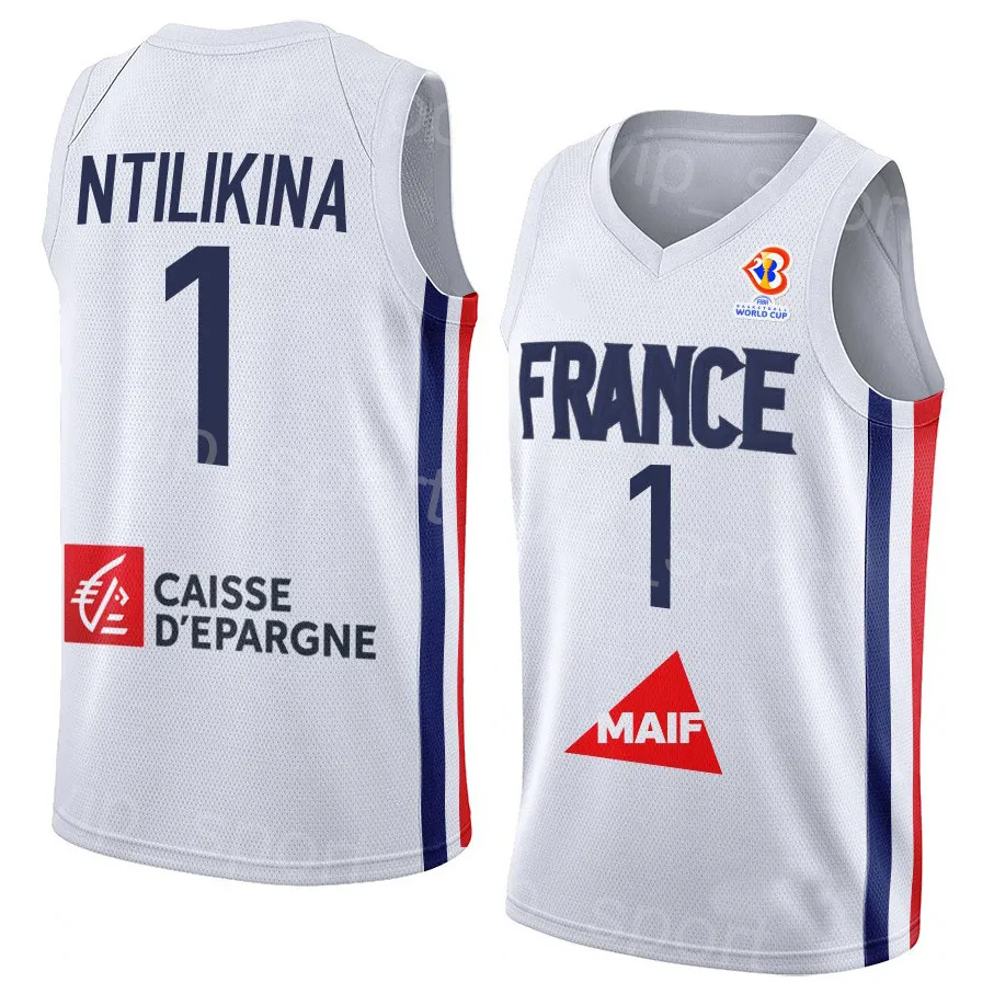 Printed 2024 France Jersey Basketball 32 Victor Wembanyama 10 Evan