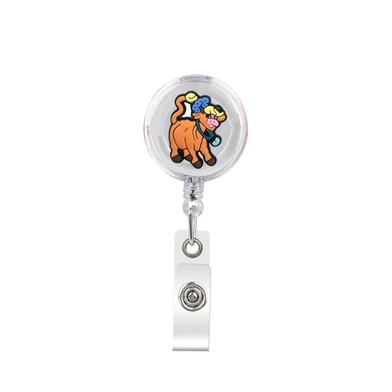 Key Rings Cute Retractable Badge Holder Reel Clip On Name Tag With Belt Clip  Id Reels Card For Office Workers Cows Doctors Nurses Me Otsc4 From 0,36 €
