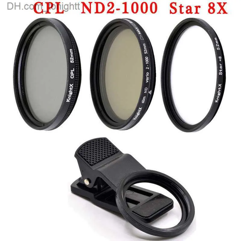 Filtreler Knightx 37mm 49mm 52mm 55mm 58mm Profesyonel Telefon Kamera Makro Lens CPL Yıldız Değişken ND Filtre Tüm Akıllı Telefonlar Colse Up Q230905